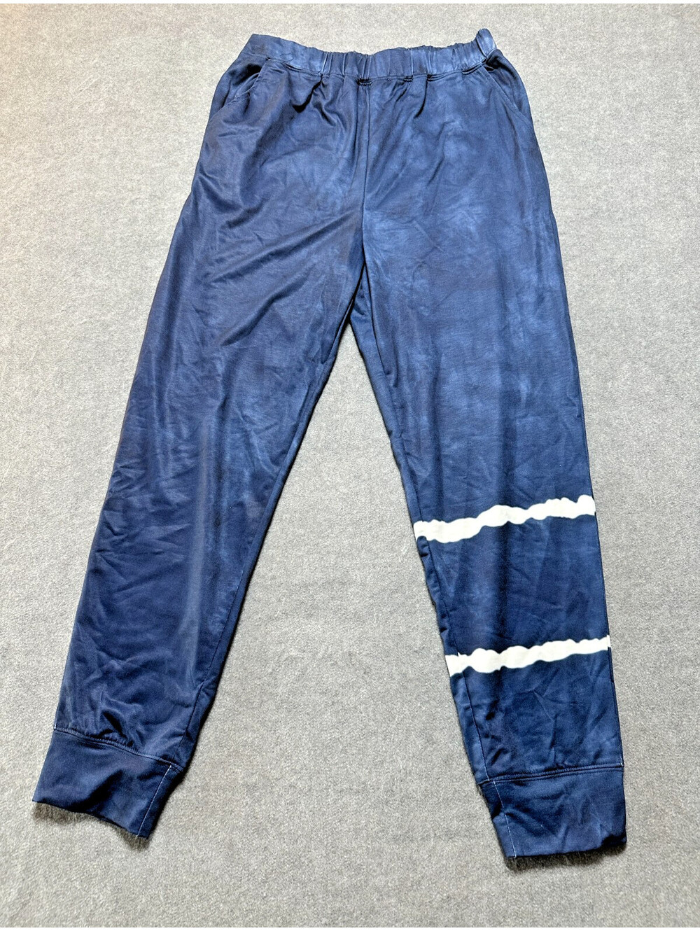 Women’s Blue White Tie Dye Jogger Lounge Pants Drawstring Size M
